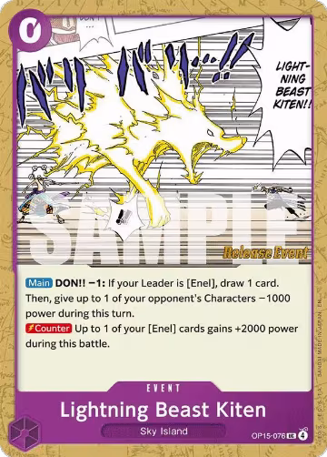 Lightning Beast Kiten (OP15-076), Adventure on Kami's Island Release Event Cards — One Piece card price