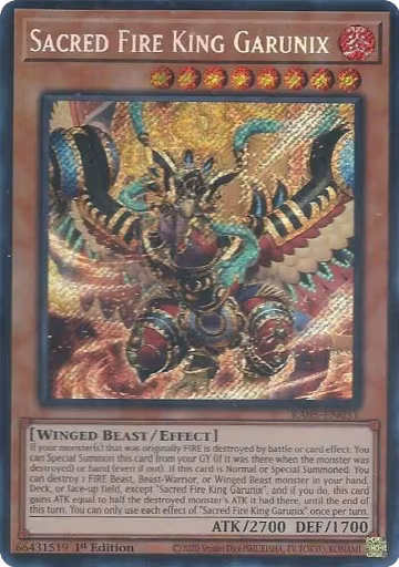 Sacred Fire King Garunix (Secret Rare) (RA05-EN031), Rarity Collection 5 — Yu-Gi-Oh! card price