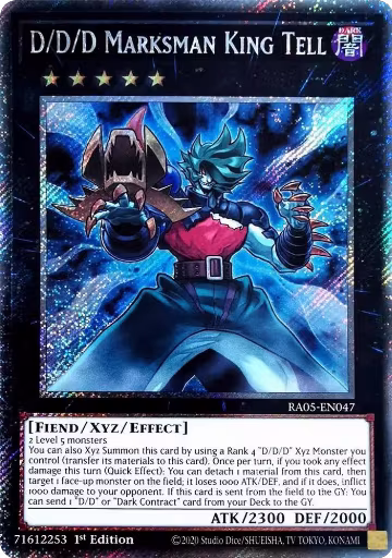 D/D/D Marksman King Tell (Platinum Secret Rare) (RA05-EN047), Rarity Collection 5 — Yu-Gi-Oh! card price