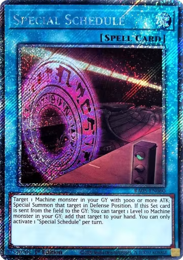 Special Schedule (Platinum Secret Rare) (RA05-EN060), Rarity Collection 5 — Yu-Gi-Oh! card price