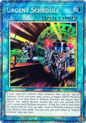 Urgent Schedule (Platinum Secret Rare) (RA05-EN064), Rarity Collection 5 — Yu-Gi-Oh! card price
