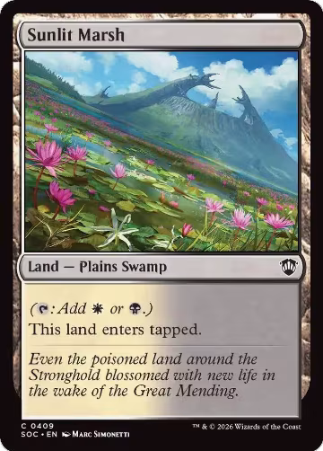 Sunlit Marsh (409), Commander: Secrets of Strixhaven — Magic card price