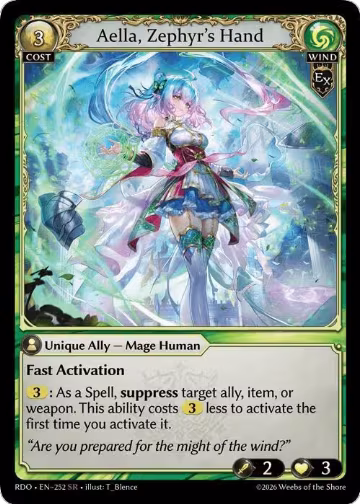 Aella, Zephyr's Hand (252), Radiant Origins — Grand Archive card price