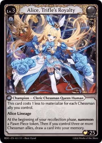 Alice, Trifle's Royalty (011), Radiant Origins — Grand Archive card price