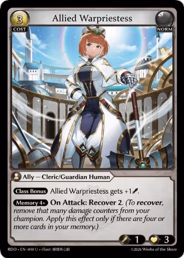 Allied Warpriestess (040), Radiant Origins — Grand Archive card price