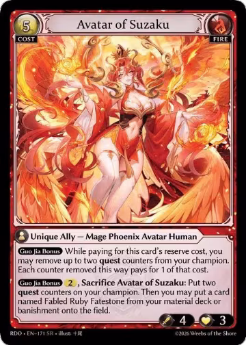 Avatar of Suzaku (171), Radiant Origins — Grand Archive card price