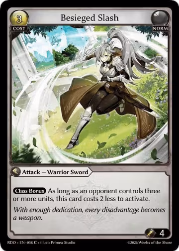 Besieged Slash (058), Radiant Origins — Grand Archive card price