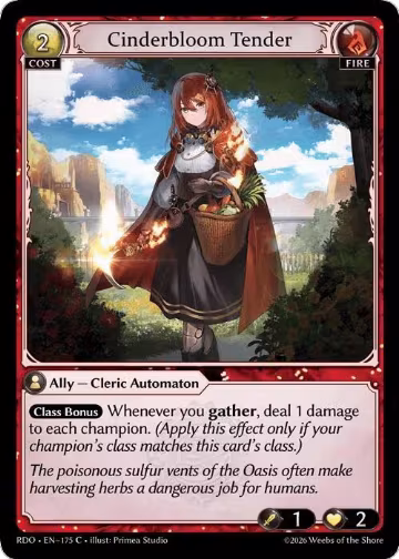 Cinderbloom Tender (175), Radiant Origins — Grand Archive card price