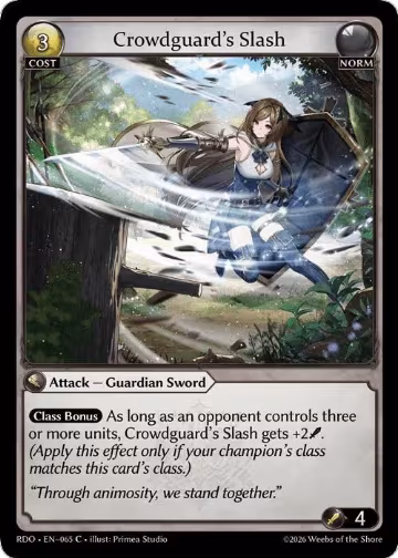 Crowdguard's Slash (065), Radiant Origins — Grand Archive card price