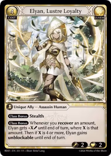 Elyan, Lustre Loyalty (351), Radiant Origins — Grand Archive card price