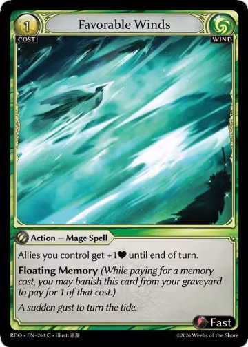 Favorable Winds (263), Radiant Origins — Grand Archive card price