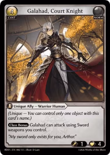 Galahad, Court Knight (082), Radiant Origins — Grand Archive card price