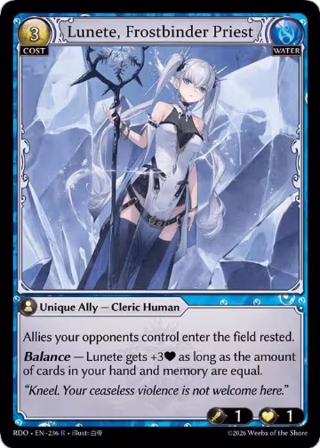 Lunete, Frostbinder Priest (236), Radiant Origins — Grand Archive card price
