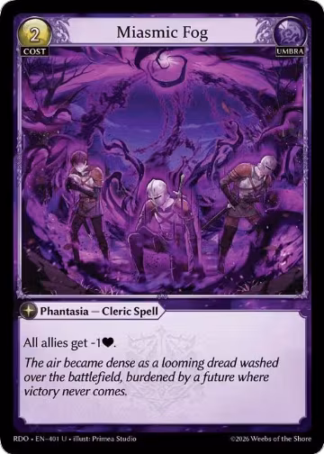 Miasmic Fog (401), Radiant Origins — Grand Archive card price