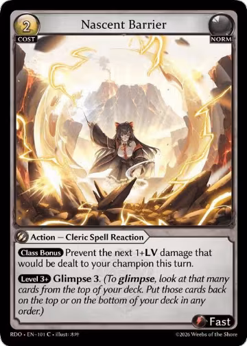 Nascent Barrier (101), Radiant Origins — Grand Archive card price