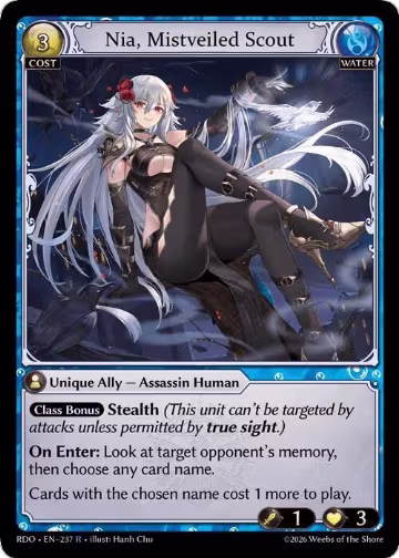 Nia, Mistveiled Scout (237), Radiant Origins — Grand Archive card price