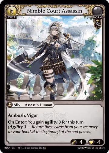 Nimble Court Assassin (103), Radiant Origins — Grand Archive card price
