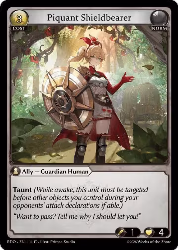 Piquant Shieldbearer (111), Radiant Origins — Grand Archive card price