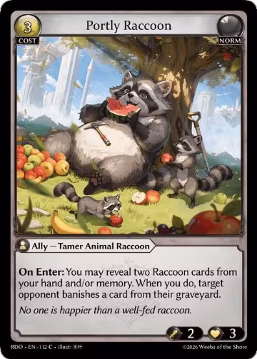 Portly Raccoon (112), Radiant Origins — Grand Archive card price