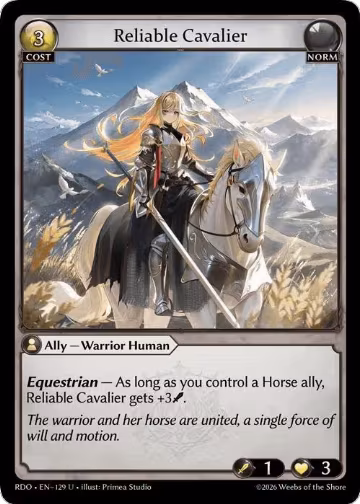 Reliable Cavalier (129), Radiant Origins — Grand Archive card price