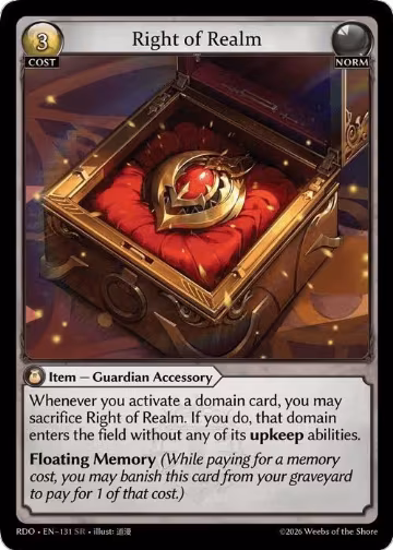 Right of Realm (131), Radiant Origins — Grand Archive card price