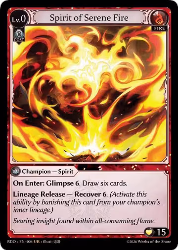 Spirit of Serene Fire (004), Radiant Origins — Grand Archive card price