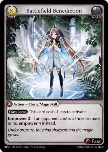 Battlefield Benediction (Curio Foil) (055), Radiant Origins — Grand Archive card price