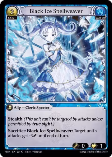 Black Ice Spellweaver (Curio Foil) (208), Radiant Origins — Grand Archive card price
