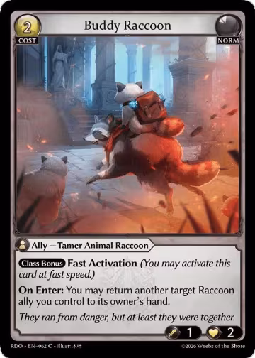Buddy Raccoon (Curio Foil) (062), Radiant Origins — Grand Archive card price