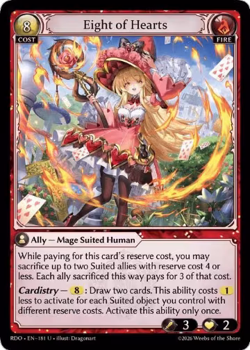 Eight of Hearts (Curio Foil) (181), Radiant Origins — Grand Archive card price