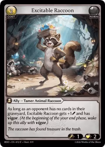Excitable Raccoon (Curio Foil) (072), Radiant Origins — Grand Archive card price