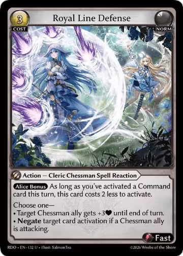 Royal Line Defense (Curio Foil) (132), Radiant Origins — Grand Archive card price