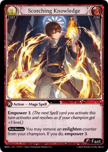 Scorching Knowledge (Curio Foil) (199), Radiant Origins — Grand Archive card price