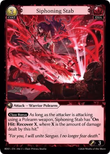 Siphoning Stab (Curio Foil) (346), Radiant Origins — Grand Archive card price