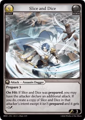 Slice and Dice (Curio Foil) (145), Radiant Origins — Grand Archive card price