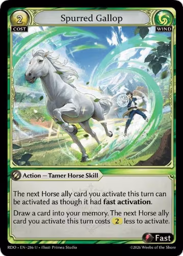 Spurred Gallop (Curio Foil) (286), Radiant Origins — Grand Archive card price