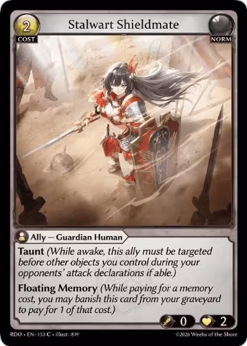 Stalwart Shieldmate (Curio Foil) (153), Radiant Origins — Grand Archive card price