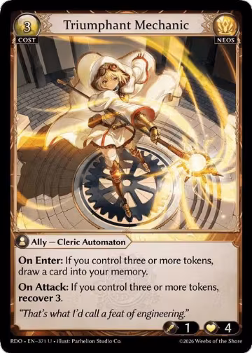 Triumphant Mechanic (Curio Foil) (371), Radiant Origins — Grand Archive card price