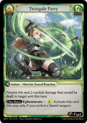 Twingale Parry (Curio Foil) (291), Radiant Origins — Grand Archive card price