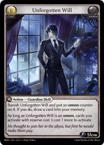 Unforgotten Will (Curio Foil) (163), Radiant Origins — Grand Archive card price
