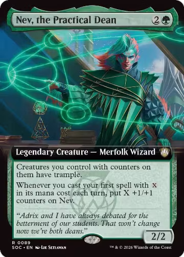 Nev, the Practical Dean (Extended Art) (89), Commander: Secrets of Strixhaven — Magic card price