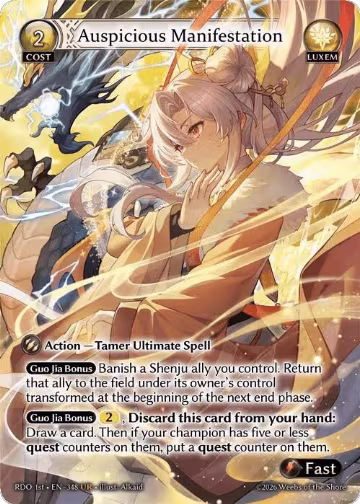 Auspicious Manifestation (348), Radiant Origins — Grand Archive card price