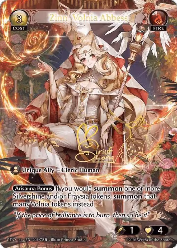 Zinn, Volnia Abbess (CSR) (205), Radiant Origins — Grand Archive card price
