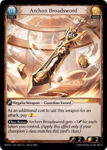 Archon Broadsword (002), Radiant Origins — Grand Archive card price