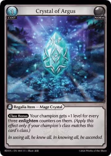 Crystal of Argus (004), Radiant Origins — Grand Archive card price