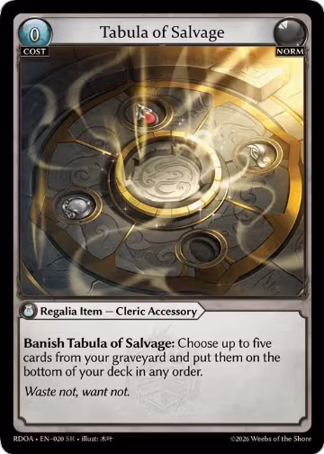 Tabula of Salvage (020), Radiant Origins — Grand Archive card price