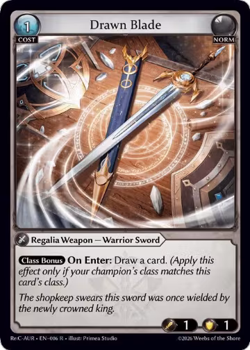 Drawn Blade (006), Mordred Re: Collection, Aurelian Regent — Grand Archive card price