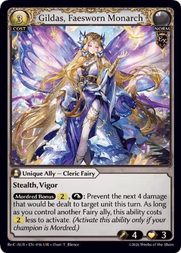 Gildas, Faesworn Monarch (016), Mordred Re: Collection, Aurelian Regent — Grand Archive card price