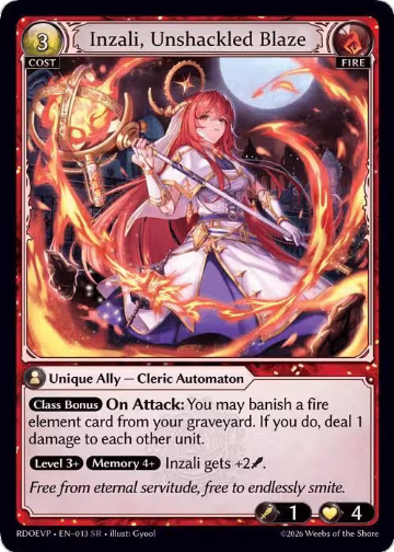 Inzali, Unshackled Blaze (013), Radiant Origins Event Pack — Grand Archive card price