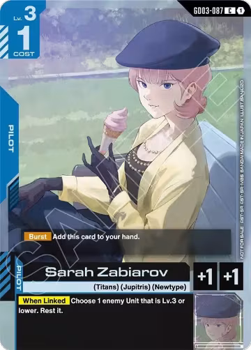 Sarah Zabiarov (Store Tournament Participant Pack 04) (GD03-087), Gundam Promotional Cards — Gundam card price